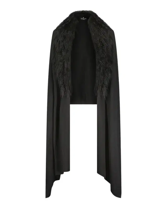 Gorski Wool-Blend Stole with Lamb Shearling Trim