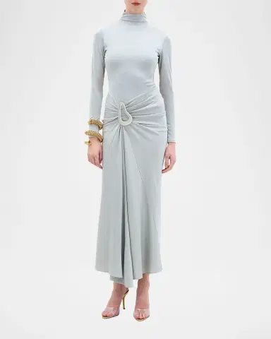 Silvia Tcherassi Venus Mock-Neck Draped Backless Ankle Dress | Thumbnail 2 Silvia Tcherassi Venus Mock-Neck Draped Backless Ankle Dress | Thumbnail 2