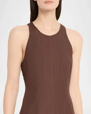Brunello Cucinelli Paneled Fluid Linen Twill Sleeveless Midi Dress | Thumbnail 4