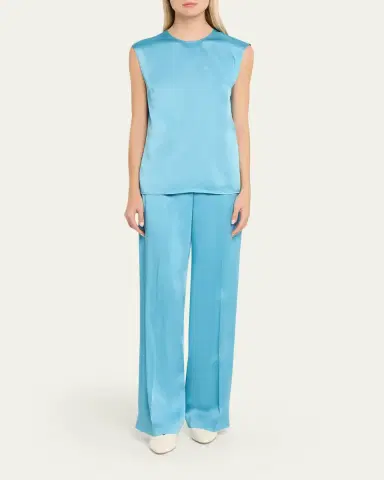 Stella McCartney Dropped-Waist Satin Straight-Leg Trousers | Thumbnail 2 Stella McCartney Dropped-Waist Satin Straight-Leg Trousers | Thumbnail 2