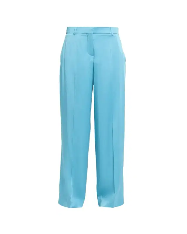 Dropped-Waist Satin Straight-Leg Trousers