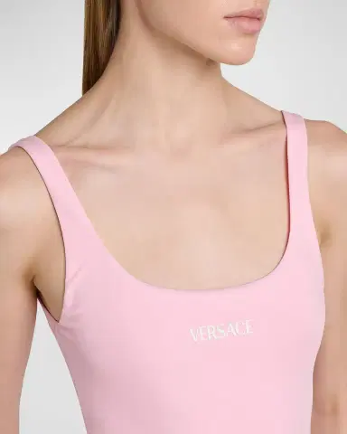 Versace Stamped Logo One-Piece Swimsuit | Thumbnail 4 Versace Stamped Logo One-Piece Swimsuit | Thumbnail 4