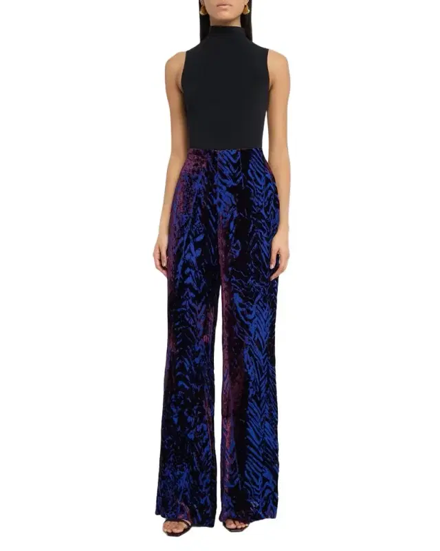 Como Velvet Burnout Wide-Leg Pants