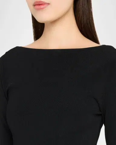 LAPOINTE Feather-Trim Long-Sleeve Matte Viscose Midi Dress | Thumbnail 4 LAPOINTE Feather-Trim Long-Sleeve Matte Viscose Midi Dress | Thumbnail 4