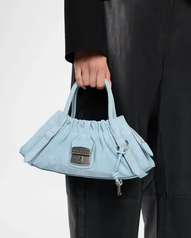 The Cristina Small Ruched Suede Satchel Shoulder Bag