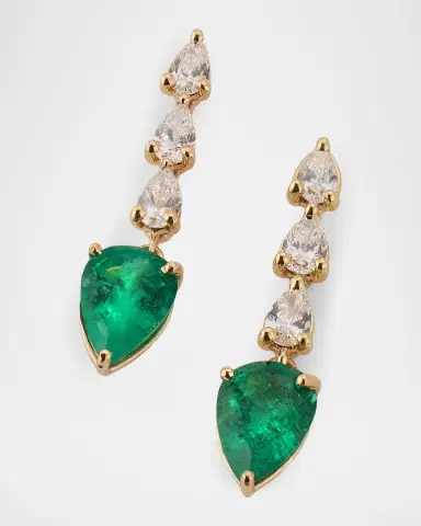 LANA Green Emerald and Pear Diamond Ear Crawlers | Thumbnail 2