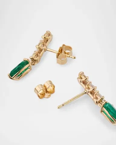 LANA Green Emerald and Pear Diamond Ear Crawlers | Thumbnail 3
