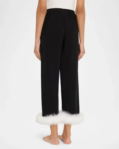 Sleeper Cropped Feather-Cuff Viscose Pants | Thumbnail 2 Sleeper Cropped Feather-Cuff Viscose Pants | Thumbnail 2
