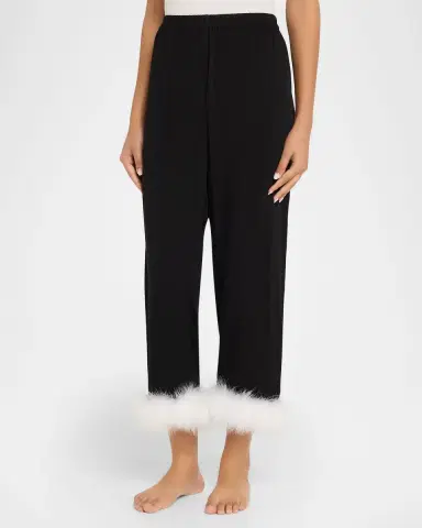 Sleeper Cropped Feather-Cuff Viscose Pants | Thumbnail 3 Sleeper Cropped Feather-Cuff Viscose Pants | Thumbnail 3