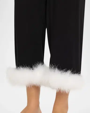 Sleeper Cropped Feather-Cuff Viscose Pants | Thumbnail 4 Sleeper Cropped Feather-Cuff Viscose Pants | Thumbnail 4