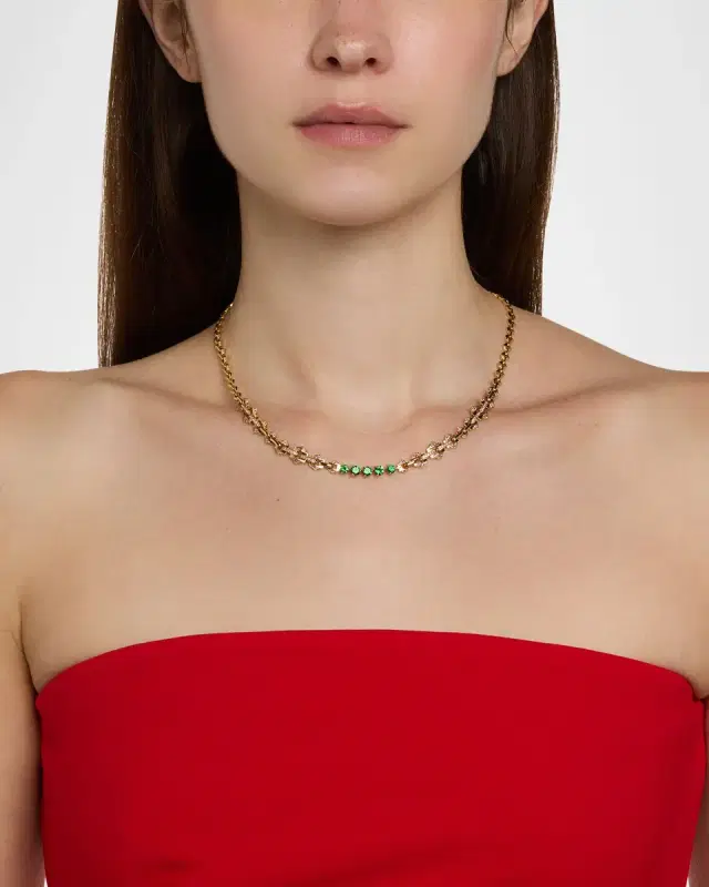 18K Yellow Gold Amethyst and Tsavorite Flow Necklace