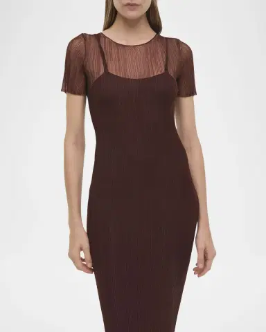 SIMKHAI Selena Bodycon Ruffle Midi Dress | Thumbnail 4