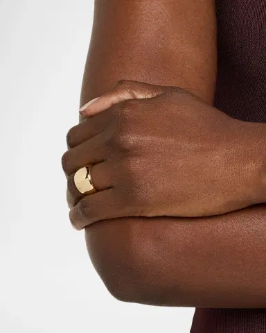 LANA 14K Yellow Gold Curved Bubble Ring | Thumbnail 1