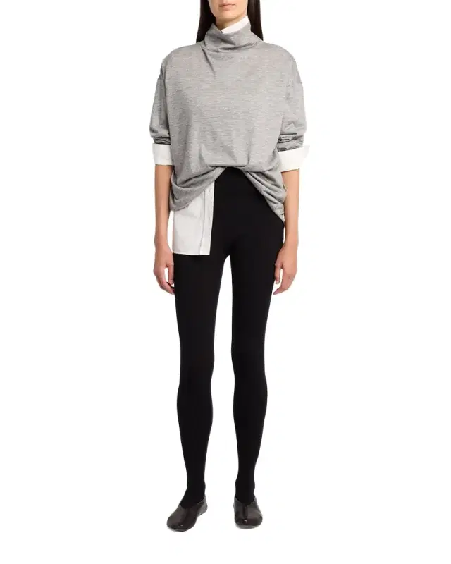 THE ROW Anapolis Turtleneck Cashmere Jersey Long-Sleeve Top