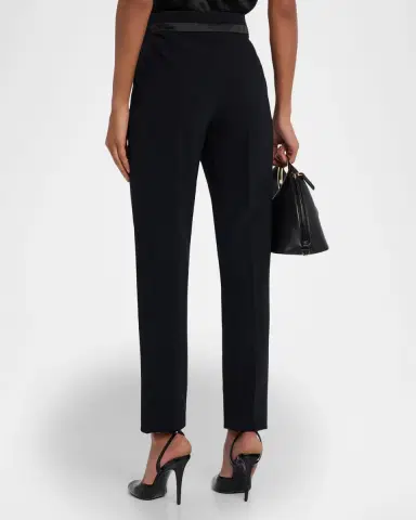 Emporio Armani Satin-Waist Straight-Leg Trousers | Thumbnail 2 Emporio Armani Satin-Waist Straight-Leg Trousers | Thumbnail 2