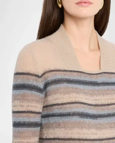 TSE Cashmere Cashmere Square-Neck Striped Top | Thumbnail 4