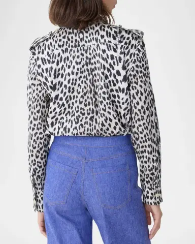 CALLAS MILANO Mika Band-Collar Cheetah-Print Shirt | Thumbnail 2 CALLAS MILANO Mika Band-Collar Cheetah-Print Shirt | Thumbnail 2
