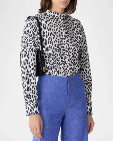 CALLAS MILANO Mika Band-Collar Cheetah-Print Shirt | Thumbnail 3 CALLAS MILANO Mika Band-Collar Cheetah-Print Shirt | Thumbnail 3