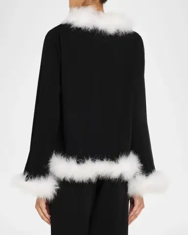 Sleeper Tie-Front Feather Viscose Blouse | Thumbnail 2 Sleeper Tie-Front Feather Viscose Blouse | Thumbnail 2