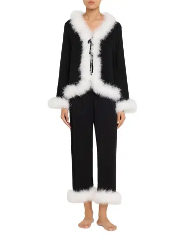 Sleeper Tie-Front Feather Viscose Blouse | Thumbnail 1 Sleeper Tie-Front Feather Viscose Blouse | Thumbnail 1