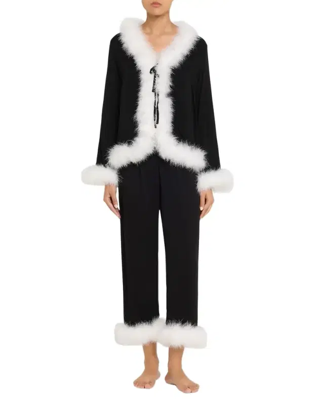Sleeper Tie-Front Feather Viscose Blouse
