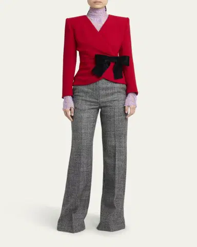 Valentino Garavani Mock-Neck Sheer Lace Long-Sleeve Top | Thumbnail 2