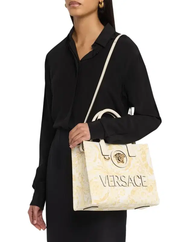 Barocco-Print Medusa Cotton Canvas Tote Bag