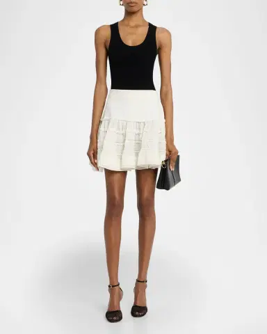 Alaïa Crinoline Pointelle Ruffle Mini Skirt | Thumbnail 2