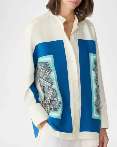 CALLAS MILANO Lyn Oversized Geometric-Print Silk Shirt | Thumbnail 3 CALLAS MILANO Lyn Oversized Geometric-Print Silk Shirt | Thumbnail 3