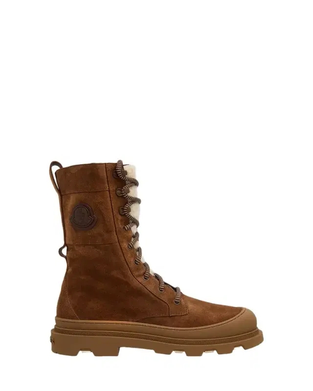 Vera High Suede and Shearling Lace-Up Boots
