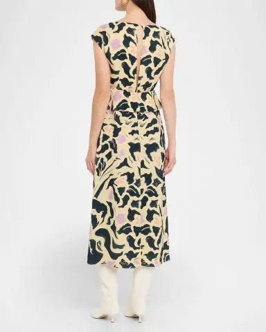 Amir Taghi Caitlin Floral Silk Short-Sleeve Peplum Midi Dress | Thumbnail 3 Amir Taghi Caitlin Floral Silk Short-Sleeve Peplum Midi Dress | Thumbnail 3