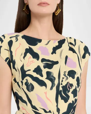 Amir Taghi Caitlin Floral Silk Short-Sleeve Peplum Midi Dress | Thumbnail 5 Amir Taghi Caitlin Floral Silk Short-Sleeve Peplum Midi Dress | Thumbnail 5