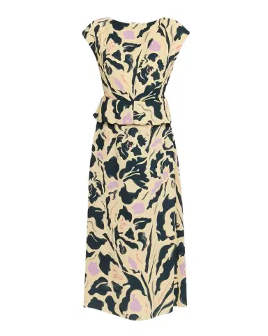 Amir Taghi Caitlin Floral Silk Short-Sleeve Peplum Midi Dress | Thumbnail 1 Amir Taghi Caitlin Floral Silk Short-Sleeve Peplum Midi Dress | Thumbnail 1