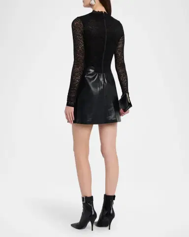 ALICE + OLIVIA Chara Lace Combo Mini Dress | Thumbnail 2
