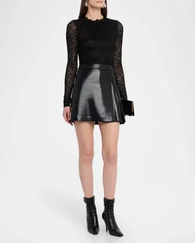 ALICE + OLIVIA Chara Lace Combo Mini Dress | Thumbnail 3