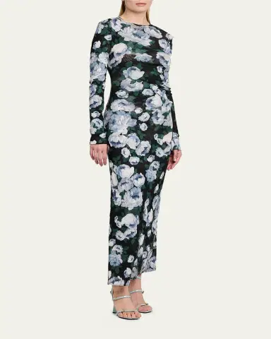 Stella McCartney Bunch Of Roses Mesh Long-Sleeve Maxi Dress | Thumbnail 2