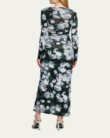 Stella McCartney Bunch Of Roses Mesh Long-Sleeve Maxi Dress | Thumbnail 3