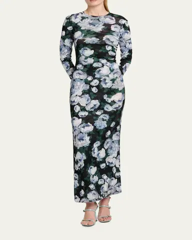 Stella McCartney Bunch Of Roses Mesh Long-Sleeve Maxi Dress | Thumbnail 4