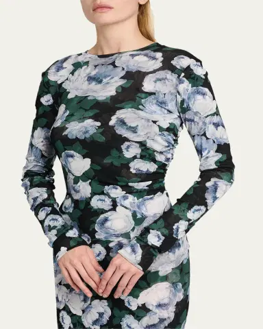 Stella McCartney Bunch Of Roses Mesh Long-Sleeve Maxi Dress | Thumbnail 5