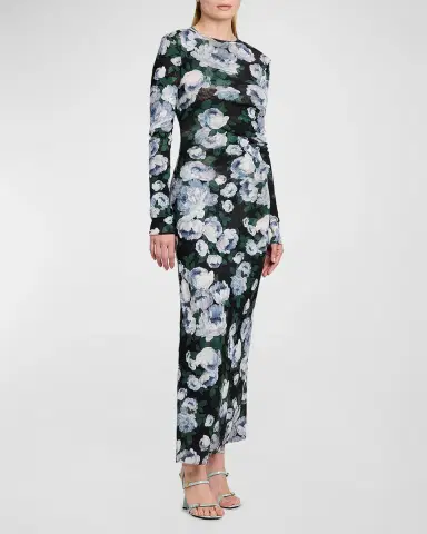 Stella McCartney Bunch Of Roses Mesh Long-Sleeve Maxi Dress | Thumbnail 6