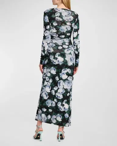 Stella McCartney Bunch Of Roses Mesh Long-Sleeve Maxi Dress | Thumbnail 7