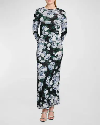 Stella McCartney Bunch Of Roses Mesh Long-Sleeve Maxi Dress | Thumbnail 8