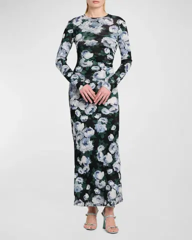 Stella McCartney Bunch Of Roses Mesh Long-Sleeve Maxi Dress | Thumbnail 10