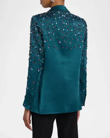 LAPOINTE Crystal Embroidered Satin Double-Breasted Blazer | Thumbnail 2 LAPOINTE Crystal Embroidered Satin Double-Breasted Blazer | Thumbnail 2