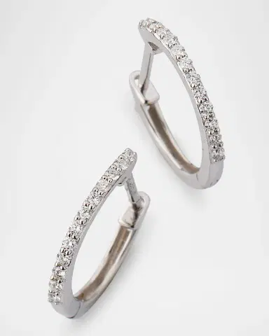 LANA Pave Diamond Huggie Earrings, 12mm | Thumbnail 2