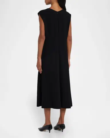 Emporio Armani Sleeveless Flared Crepe Midi Dress | Thumbnail 2