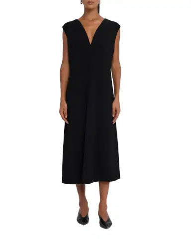 Emporio Armani Sleeveless Flared Crepe Midi Dress | Thumbnail 1
