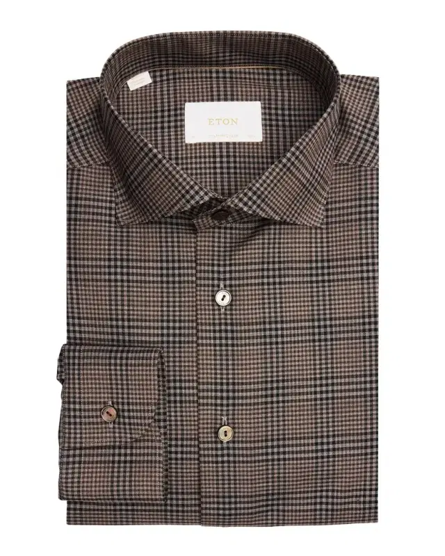 Men 's Contemporary-Fit Plaid Merino Wool Dress Shirt