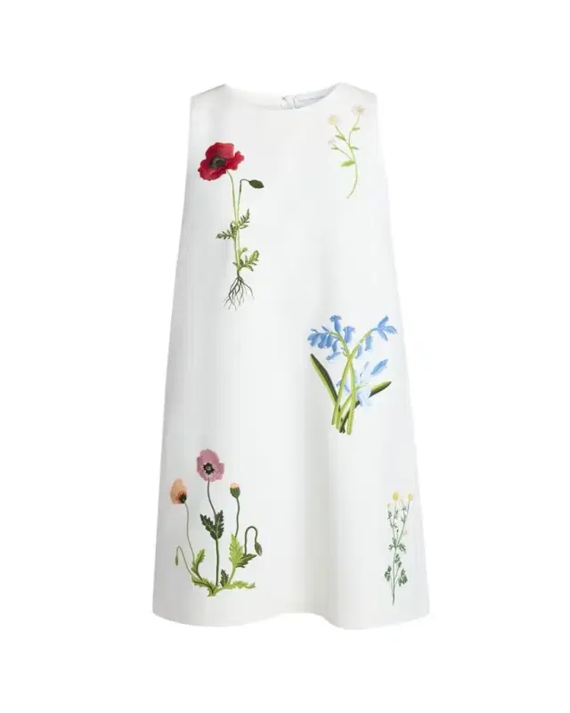 Floral Embroidered Sleeveless Mini Shift Dress