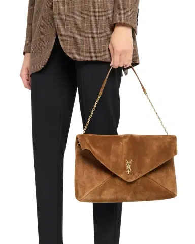 Saint Laurent Cassandre YSL Envelope Flap Shoulder Bag in Suede | Thumbnail 1 Saint Laurent Cassandre YSL Envelope Flap Shoulder Bag in Suede | Thumbnail 1